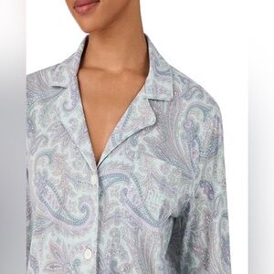 NWT Ralph Lauren PJs Pajama Lounge Set Womens  S Top Pants Lt Blue Paisley LRL